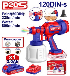 [ELSG20042] EMTOP PISTOLET DE PEINTURE SANS FIL + BATTERIE 2.0AH [ELSG20042]
