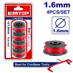 [ELSL1602] EMTOP JEU DE 4 BOBINES DE FIL COUPE BORDURE Ø1,6MM - LONG 5M  [ELSL1602]