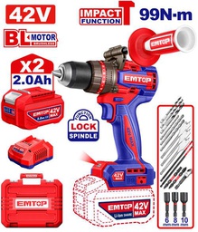 [ECIDL429982] EMTOP PERCEUSE/VISSEUSE À PERCUSION SANS FIL 42V  99NM + 2 BATTERIES 2.0AH [ECIDL429982]