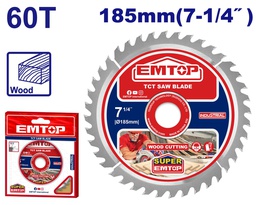 [ETCT118513] EMTOP LAME DE SCIE EN CARBURE DE TUNGSTÈNE 60T - 185MM [ETCT118513]
