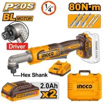 INGCO VISSEUSE A CHOC ANGULAIRE 20V 80NM 2BATT + CHARGEUR [CAIRLI208]