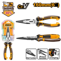 INGCO PINCE A BEC LONG HAUTE PERFORMANCE 160MM [HHLNP28160]