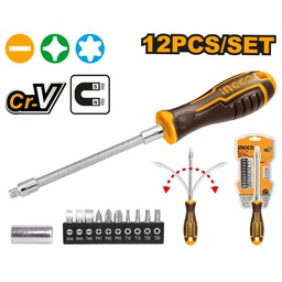 INGCO TOURNEVIS JEU DE 12 PIECES A MANCHE FLEXIBLE  [AKSDFL1208]
