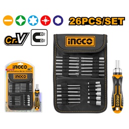 [HKSDB0268] INGCO SET DE 26 EMBOUTS POUR TOURNEVIS 1PCS MANCHE  
