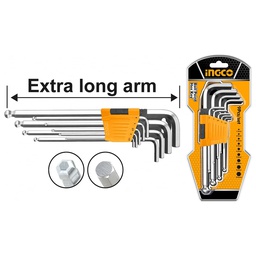 INGCO CLES MALES HEX EXTRA LONG SET DE 9 PIECES 1.5-10MM [HHK12092]
