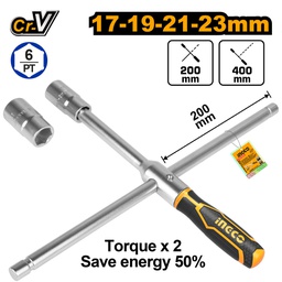 [HRCW40231] INGCO CLE A BEQUILLE 400MM 4 DOUILLES:17MM 19MM 21M [HRCW40231]